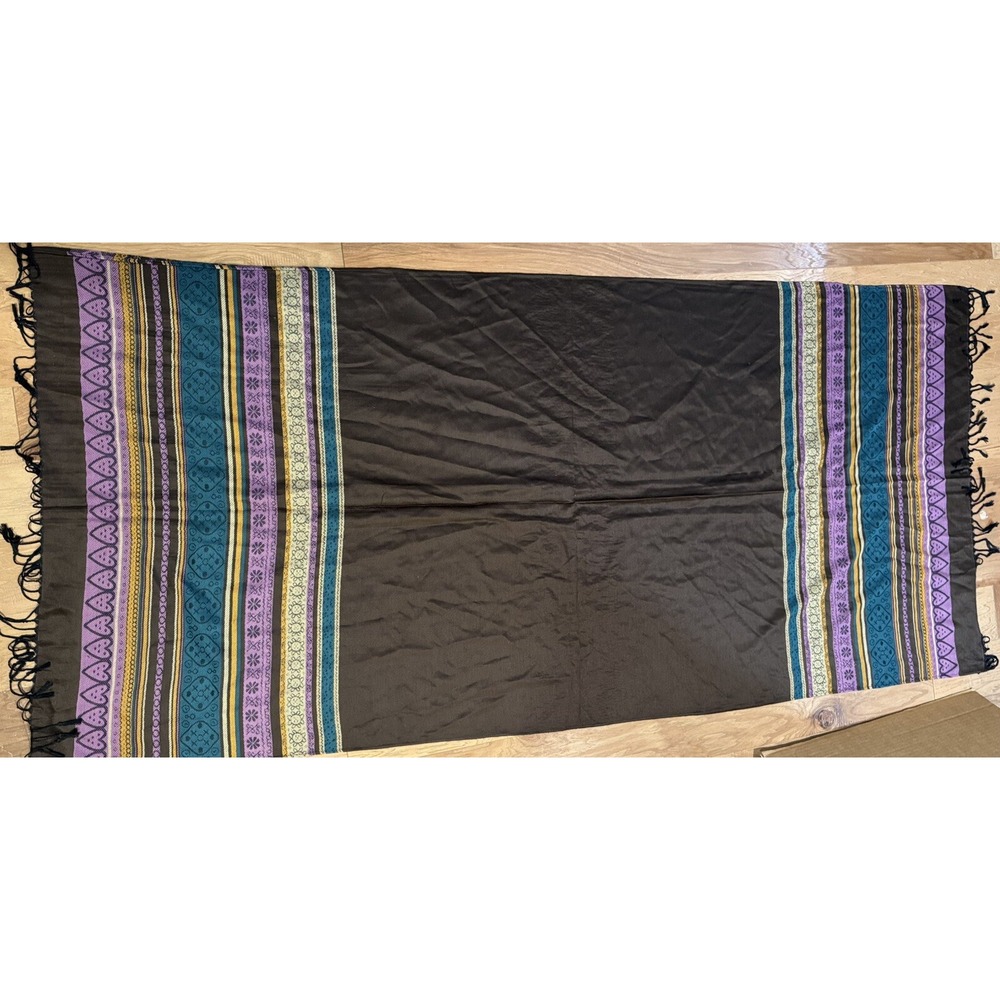 Tribal Shawl Wrap Neck Warmer Handloomed Wool And Woven Designed Fringe 36x40